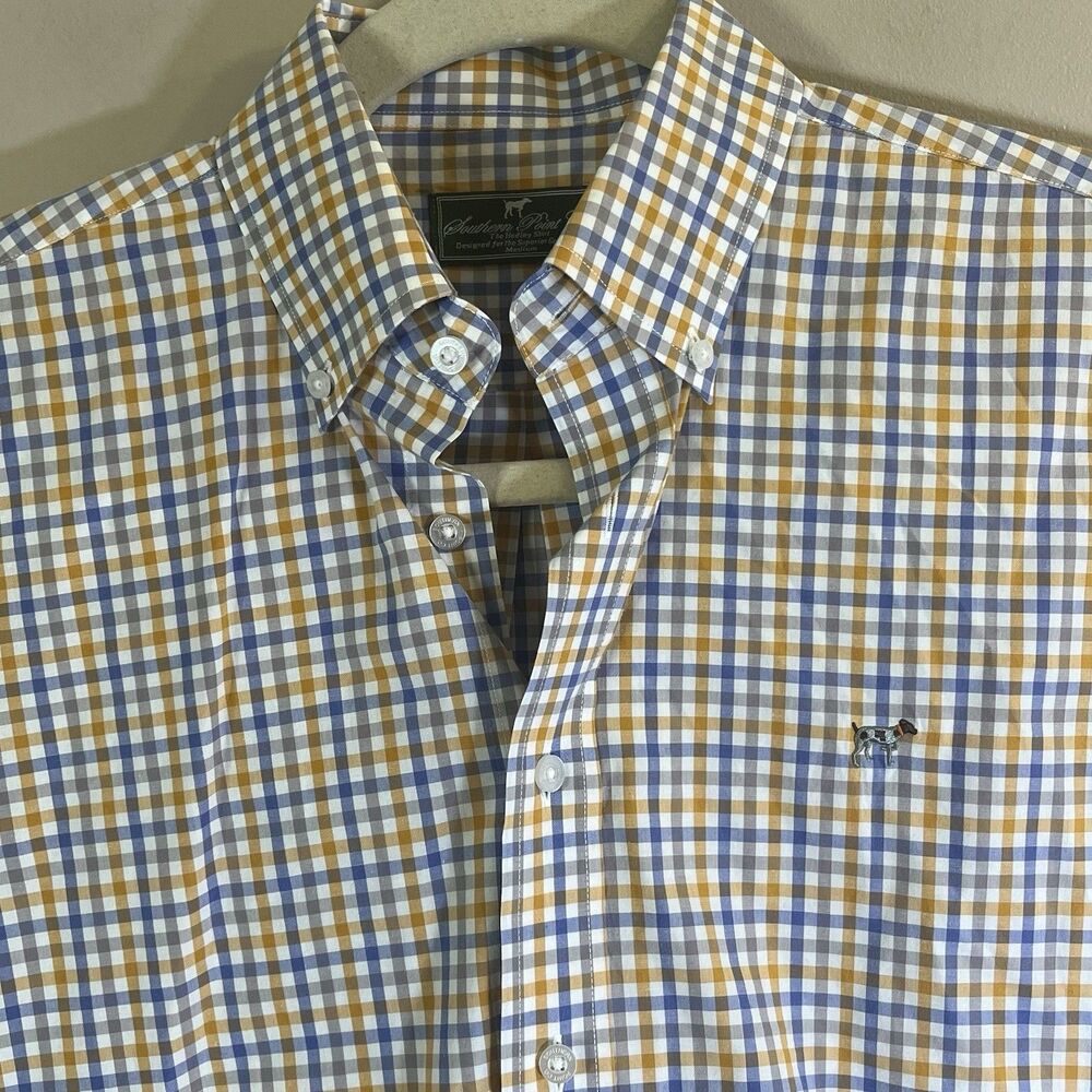 Southern Point Co. Hadley Men Medium Gingham Plaid Long Sleeve Button Down Shirt